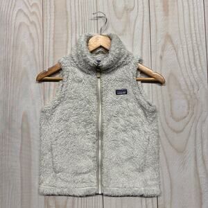 Patagonia Los Gatos Girls Size M (10) Sherpa Pile Fleece Fuzzy Vest Gray